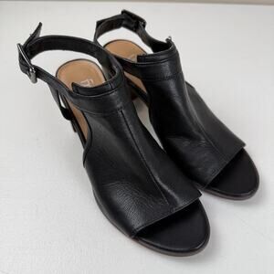 Franco Sarto Women's Harlet Black Leather Slingback Peep Toe Sandals Size 8